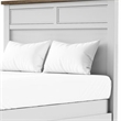Tela Twin Size Bed w Recessed Panel Headboard-Dark Brown Trim-White