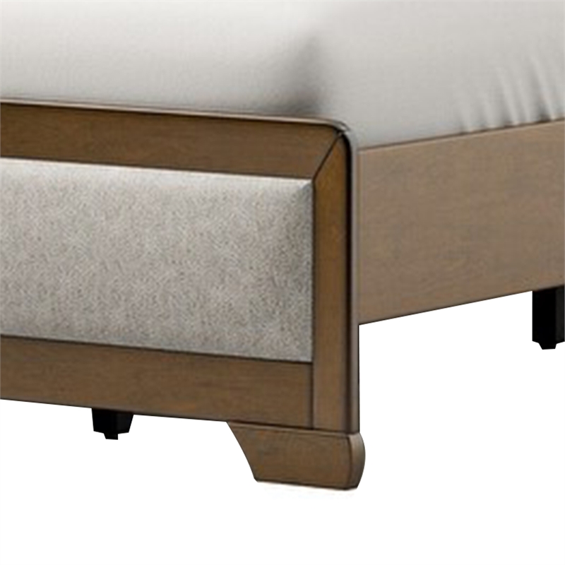 Cair Queen Bed-Channel Tufted Light Gray Fabric Upholstered-Brown