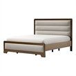 Cair Queen Bed-Channel Tufted Light Gray Fabric Upholstered-Brown