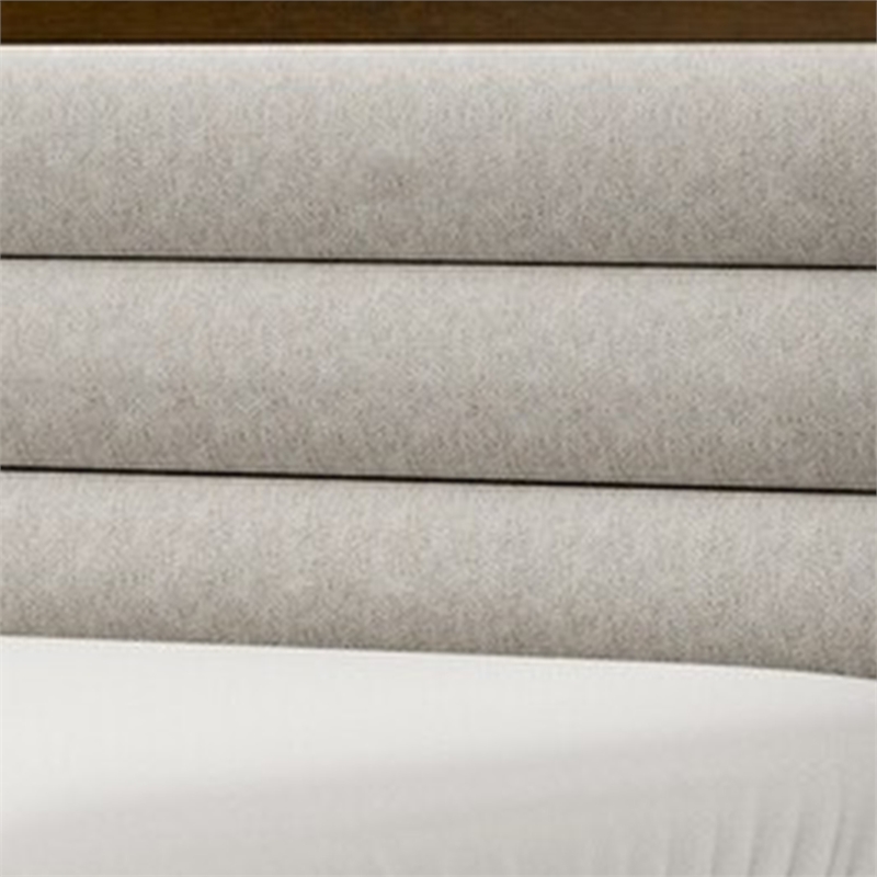 Cair Queen Bed-Channel Tufted Light Gray Fabric Upholstered-Brown