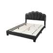 Madsy Full Bed-Gray Upholstered Fan-Shaped Headboard-Metallic Accents