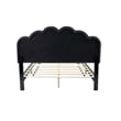Madsy Full Bed-Gray Upholstered Fan-Shaped Headboard-Metallic Accents