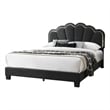 Madsy Full Bed-Gray Upholstered Fan-Shaped Headboard-Metallic Accents