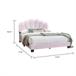 Madsy Full Bed-Pink Upholstered Fan-Shaped Headboard-Metallic Accents