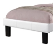 Mannie Twin Bed with Silver Trim-White Button Tufted Faux-Leather