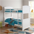 Rexo Twin over Twin Bunk Bed with Ladder-Plank Style Headboard-White