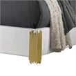 Dyl Queen Bed-Soft Foam Upholstered-White Fabric-Gold Accent Posts
