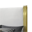 Dyl Queen Bed-Soft Foam Upholstered-White Fabric-Gold Accent Posts