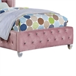 Zoha Twin Size Bed w Wingback Tufted Headboard-Cabriole Legs-Pink