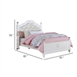 Bela Twin Size Bed w Button Tufted Headboard-White Faux Leather