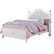Bela Twin Size Bed w Button Tufted Headboard-White Faux Leather