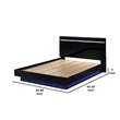 Pero Queen Size Bed-Chrome Accent Headboard-Black LED Footboard