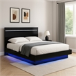 Pero Queen Size Bed-Chrome Accent Headboard-Black LED Footboard