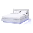 Pero Queen Size Bed-Chrome Accent Headboard-White LED Footboard