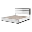 Kena Queen Size Bed-White Gray Panel Headboard-Low Profile Footboard