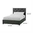 Sya Twin Size Bed w Tufted Headboard-Underbed Storage-Dark Gray