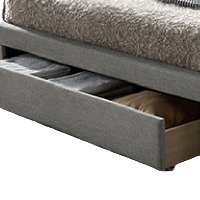 Sya Full Size Bed w Button Tufted Upholstery-Underbed Storage-Gray