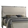 Zema Queen Bed-Upholstered Headboard w LED-Silver Wood-Acrylic Legs