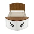 Evon Captain Twin Bed-Built-In Storage-Boat Design-White and Oak Brown