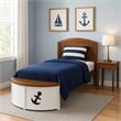 Evon Captain Twin Bed-Built-In Storage-Boat Design-White and Oak Brown