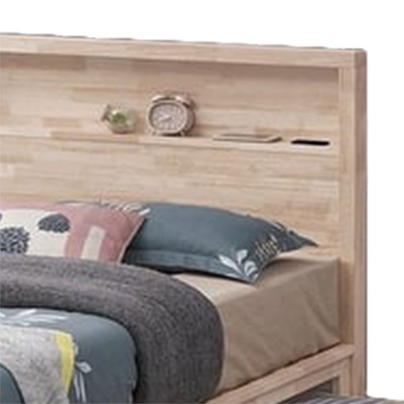 Gilu Twin Size Bed-Bookcase Headboard-2 Drawer Footboard-Whitewash