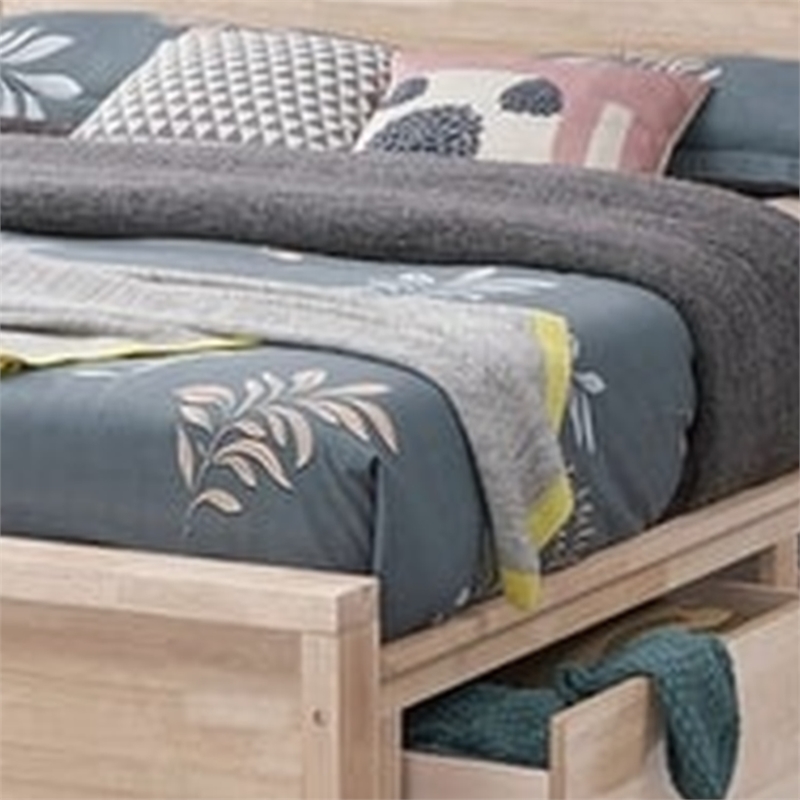 Gilu Twin Size Bed-Bookcase Headboard-2 Drawer Footboard-Whitewash