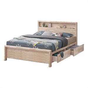 Gilu Twin Size Bed-Bookcase Headboard-2 Drawer Footboard-Whitewash