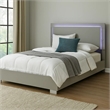 Suni Queen Size Bed w LED Headboard-Light Taupe Gray Wood Frame