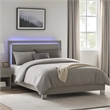 Suni Queen Size Bed w LED Headboard-Light Taupe Gray Wood Frame