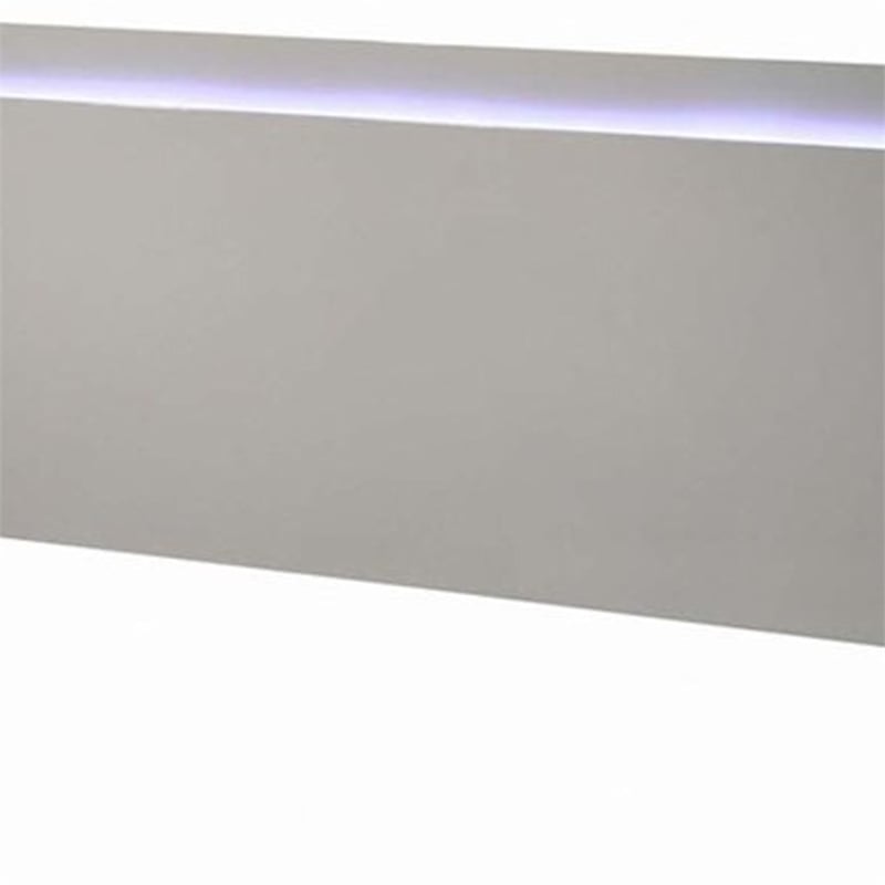 Suni Queen Size Bed w LED Headboard-Light Taupe Gray Wood Frame