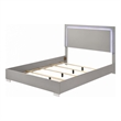 Suni Queen Size Bed w LED Headboard-Light Taupe Gray Wood Frame