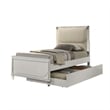 Dima Full Bed-Upholstered Headboard w LED-Pearl White-Clear Legs