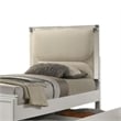 Dima Full Bed-Upholstered Headboard w LED-Pearl White-Clear Legs