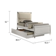 Dima Twin Bed-Upholstered Headboard w LED-Pearl White-Clear Legs