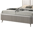 Gema Queen Bed-Channeled Upholstery-Reeded w Silver Line-Light Gray