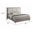 Gema Queen Bed-Channeled Upholstery-Reeded w Silver Line-Light Gray