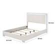 Suni Queen Size Bed w LED on Headboard-White Wood Frame-Chrome Legs