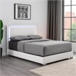 Suni Queen Size Bed w LED on Headboard-White Wood Frame-Chrome Legs