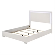 Suni Queen Size Bed w LED on Headboard-White Wood Frame-Chrome Legs