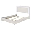 Suni Queen Size Bed w LED on Headboard-White Wood Frame-Chrome Legs