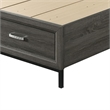 Lito Queen Size Bed w Padded Headboard-2 Footboard Drawers-Gray