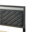 Lito Queen Size Bed w Padded Headboard-2 Footboard Drawers-Gray