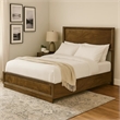 Rouk Queen Size Bed w Panel Headboard-Walnut Brown Okume Veneer