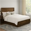 Rouk Queen Size Bed w Panel Headboard-Walnut Brown Okume Veneer