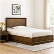 Rouk Twin Size Bed w Panel Headboard-Walnut Brown Okume Veneer