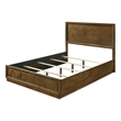 Rouk Twin Size Bed w Panel Headboard-Walnut Brown Okume Veneer