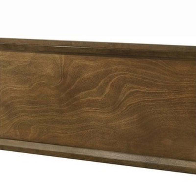 Rouk Twin Size Bed w Panel Headboard-Walnut Brown Okume Veneer