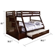 Ellon Twin over Full Bunk Bed-Espresso Brown Solid Wood-Drawers