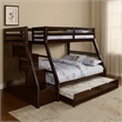Ellon Twin over Full Bunk Bed-Espresso Brown Solid Wood-Drawers