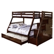 Ellon Twin over Full Bunk Bed-Espresso Brown Solid Wood-Drawers